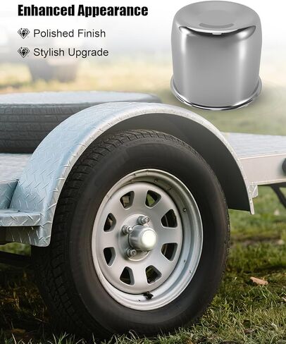 4.25 Inch Sliver Wheel Center Caps Compatible with Trailer Truck RV SUV Wheel Rims, 4Pcs Steel Chrome Push Through Trailer Center Caps, 4.29 Inch Height in Saudi Arabia