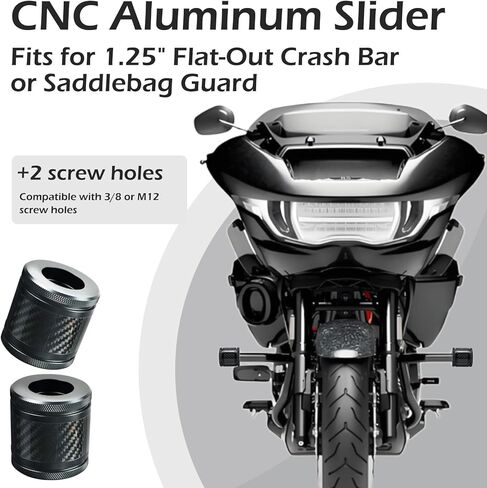 Crash Bar CNC Carbon Fiber Inlay Sliders Decorative Wheels Rotatable End Caps Fits for 1.25" Front Engine Guard Rear Saddlebag Guard CNC 60mm (Red) in Saudi Arabia