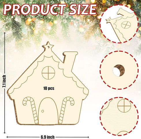 12 Pcs Christmas Photo Frame Picture Ornaments Wooden Christmas Picture Frame for Tree Decoration DIY Xmas Photo Frame Keepsakes Party Decorations in Saudi Arabia