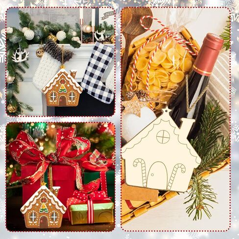 12 Pcs Christmas Photo Frame Picture Ornaments Wooden Christmas Picture Frame for Tree Decoration DIY Xmas Photo Frame Keepsakes Party Decorations in Saudi Arabia