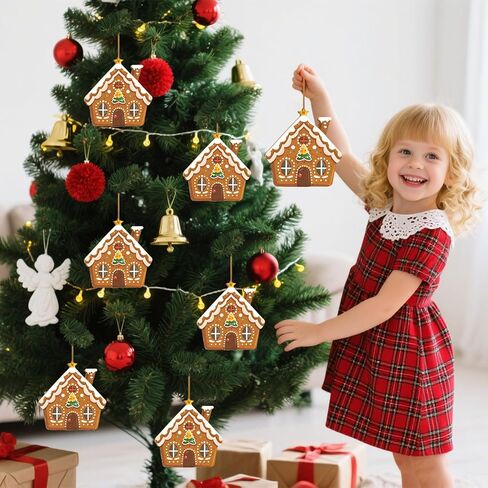 12 Pcs Christmas Photo Frame Picture Ornaments Wooden Christmas Picture Frame for Tree Decoration DIY Xmas Photo Frame Keepsakes Party Decorations in Saudi Arabia