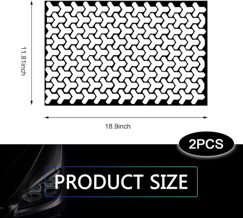 2 PCS Car Rear Tail Light Stickers, 18.9" x 11.81" Honeycomb Graphic Taillight Decal, Waterproof DIY Taillight Tint Film Sheet, Universal Light Cover Modification (Black) in Saudi Arabia