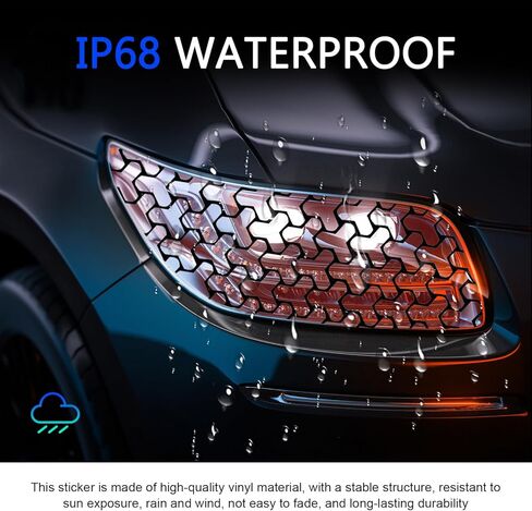 2 PCS Car Rear Tail Light Stickers, 18.9" x 11.81" Honeycomb Graphic Taillight Decal, Waterproof DIY Taillight Tint Film Sheet, Universal Light Cover Modification (Black) in Saudi Arabia
