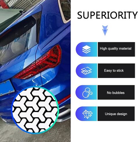 2 PCS Car Rear Tail Light Stickers, 18.9" x 11.81" Honeycomb Graphic Taillight Decal, Waterproof DIY Taillight Tint Film Sheet, Universal Light Cover Modification (Black) in Saudi Arabia