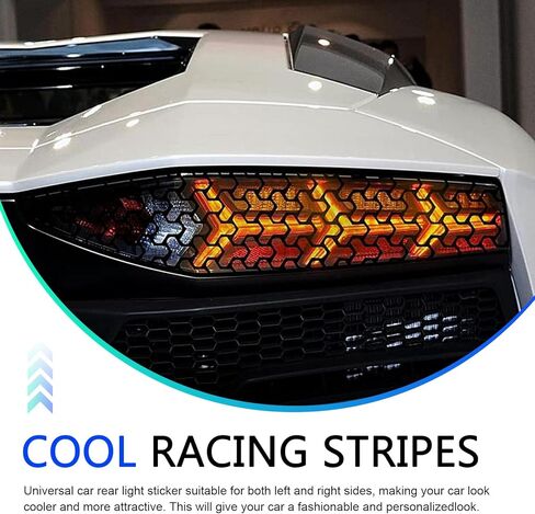 2 PCS Car Rear Tail Light Stickers, 18.9" x 11.81" Honeycomb Graphic Taillight Decal, Waterproof DIY Taillight Tint Film Sheet, Universal Light Cover Modification (Black) in Saudi Arabia