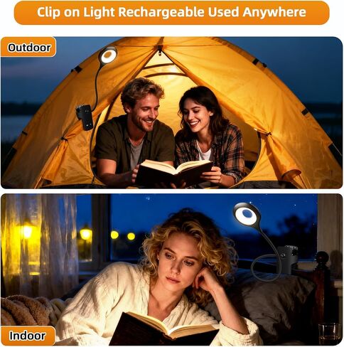 مصباح مكتب بمشبك LED على الضوء، 5 أوضاع و5 سطوع خافت للضوء، بطارية قابلة لإعادة الشحن، مشبك مرن على مصباح القراءة للسرير الأمامي والسرير بطابقين في الليل للأطفال (أسود) in Kuwait
