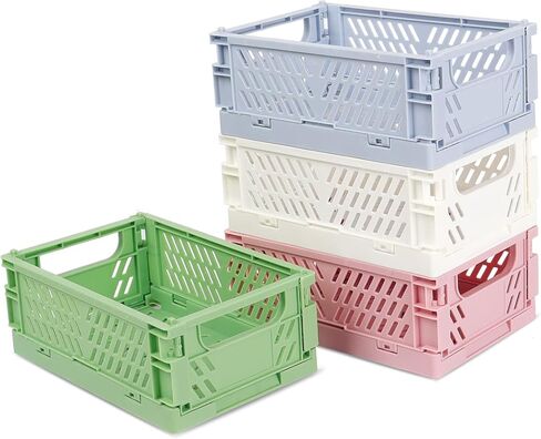 4 Pack Multicolor Stackable Storage Bins – Foldable & Durable Organizers for Kitchen, Office, or Drawer. Space-Saving Design for Home & Workspace! in Saudi Arabia