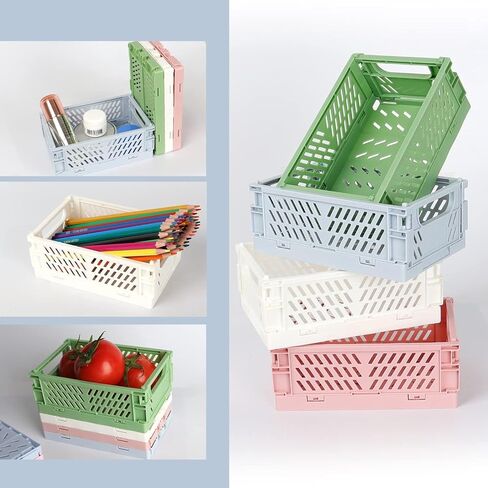 4 Pack Multicolor Stackable Storage Bins – Foldable & Durable Organizers for Kitchen, Office, or Drawer. Space-Saving Design for Home & Workspace! in Saudi Arabia