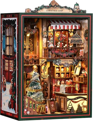 DIY Ancient Library Book Nook Kit, Wooden 3D Puzzle with LED Light, Miniature Bookshelf Model, Cultural Decor for Adults, 411 Pieces (Ancient Library) in Saudi Arabia