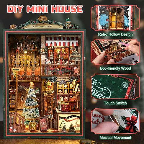 DIY Ancient Library Book Nook Kit, Wooden 3D Puzzle with LED Light, Miniature Bookshelf Model, Cultural Decor for Adults, 411 Pieces (Ancient Library) in Saudi Arabia
