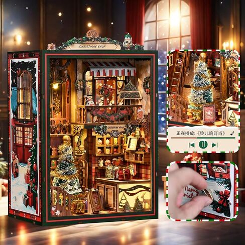 DIY Ancient Library Book Nook Kit, Wooden 3D Puzzle with LED Light, Miniature Bookshelf Model, Cultural Decor for Adults, 411 Pieces (Ancient Library) in Saudi Arabia