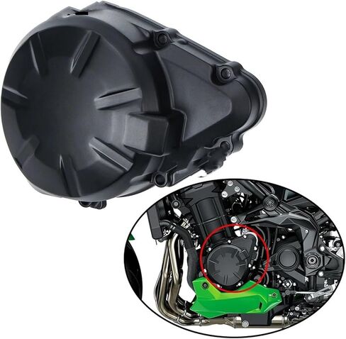 علبة المرافق، غطاء علبة المرافق مناسب لـ Kawasaki Z900 ABS 2017 2018 2019 2020 غطاء مولد مغناطيسي للدراجة النارية غطاء المحرك الثابت لعلبة المرافق اليسرى (أسود) in Kuwait