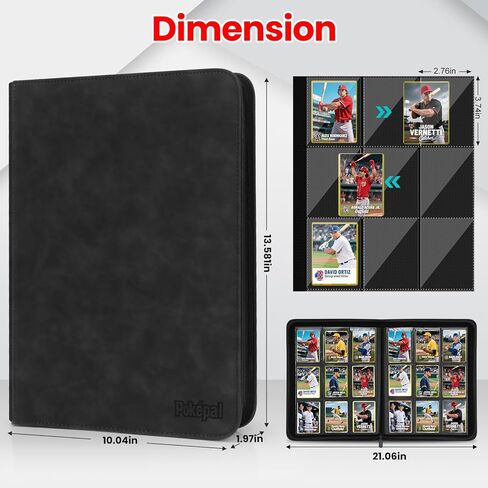 Trading Card Binder, 9 Pocket Card Collection Binder for 540 Cards, Premium Card Book Double Sided Pocket, Collector Album Card Holder Folder for TCG PM MTG OPCG YGO Sports Cards (Grey) in Saudi Arabia