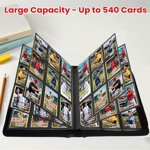 Trading Card Binder, 9 Pocket Card Collection Binder for 540 Cards, Premium Card Book Double Sided Pocket, Collector Album Card Holder Folder for TCG PM MTG OPCG YGO Sports Cards (Grey) in Saudi Arabia