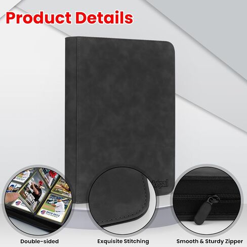 Trading Card Binder, 9 Pocket Card Collection Binder for 540 Cards, Premium Card Book Double Sided Pocket, Collector Album Card Holder Folder for TCG PM MTG OPCG YGO Sports Cards (Grey) in Saudi Arabia