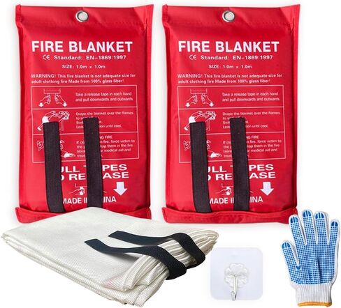 5 Pack 39.9x39.3 Fire Blanket Fire Suppression Blanket | Fiberglass Fire Blankets Emergency for People Flame Retardant Fireproof Survival Safety Kitchen, Fireplace, Car, Office, Warehouse in Kuwait