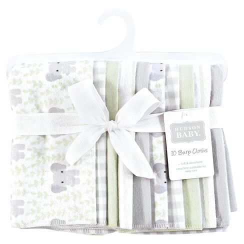 Hudson Baby Unisex Baby Cotton Flannel Burp Cloths, Lilac Elephants 7 Pack, One Size in Saudi Arabia