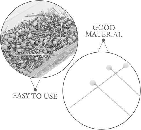 STOBOK 500pcs Straight Sewing Pins with Glass Heads for Dressmaking Quilting and Crafting Projects Versatile Fixing Tool for Accurate Positioning and DIY Creations in Saudi Arabia