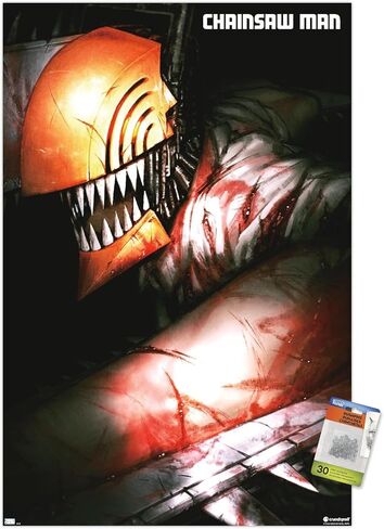 Trends International Chainsaw Man - Teaser Key Art Wall Poster, 22.37" x 34.00", Poster & Push Pin Bundle in Saudi Arabia