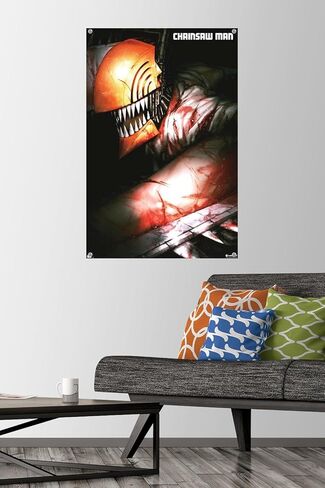 Trends International Chainsaw Man - Teaser Key Art Wall Poster, 22.37" x 34.00", Poster & Push Pin Bundle in Saudi Arabia