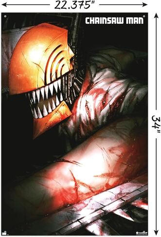 Trends International Chainsaw Man - Teaser Key Art Wall Poster, 22.37" x 34.00", Poster & Push Pin Bundle in Saudi Arabia