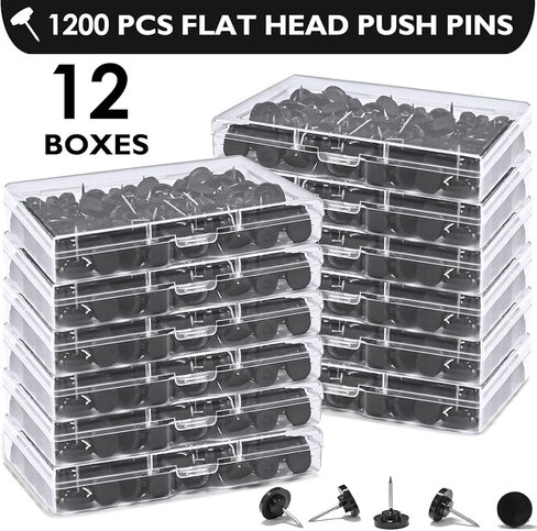 1200 Count Clear Push Pins Tacks, Thumb Tacks, Reusable Flat Head Thumbtacks for Cork Board Bulletin Boards, Wall Displays, Hanging Maps, Posters, and Craft Projects in Saudi Arabia
