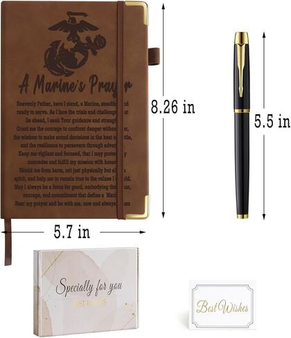 Marine Gifts Marine Corps Gifts for Men Religious Gift Military Leather Journal Notebook 200 Pages A5 Lined with Inner Pocket and Pen Appreciation Inspiration Gift for Marine Military in Saudi Arabia
