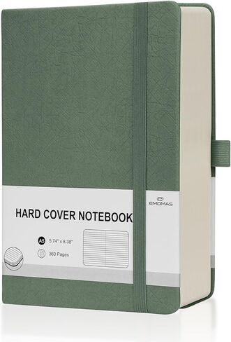 Lined Journal Notebook, 360 Numbered Pages(With page number), Thick Journal for Writing A5 College Ruled Notebook, 100gsm Lined Paper, Leather Hardcover, 5.75'' X 8.38''-Morandi Green in Kuwait