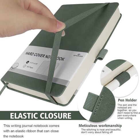 Lined Journal Notebook, 360 Numbered Pages(With page number), Thick Journal for Writing A5 College Ruled Notebook, 100gsm Lined Paper, Leather Hardcover, 5.75'' X 8.38''-Morandi Green in Kuwait