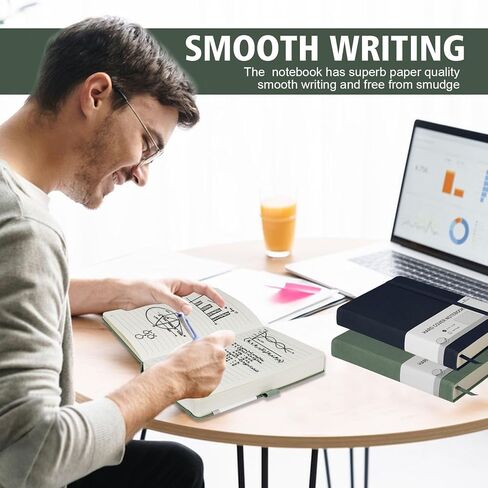 Lined Journal Notebook, 360 Numbered Pages(With page number), Thick Journal for Writing A5 College Ruled Notebook, 100gsm Lined Paper, Leather Hardcover, 5.75'' X 8.38''-Morandi Green in Kuwait