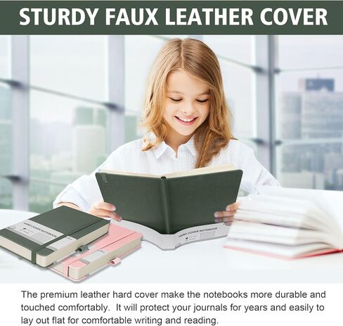 Lined Journal Notebook, 360 Numbered Pages(With page number), Thick Journal for Writing A5 College Ruled Notebook, 100gsm Lined Paper, Leather Hardcover, 5.75'' X 8.38''-Morandi Green in Kuwait