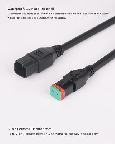 16AWG DT 2pin ذكر أنثى الأسلاك تسخير عدة تمديد، 10ft للماء تمديد التوصيل والتشغيل 2 دبوس مقبس موصل سلك الحبل للسيارات الطرق الوعرة أدى ضوء بار القيادة الضباب قارب الشاحنات أضواء العمل in Saudi Arabia