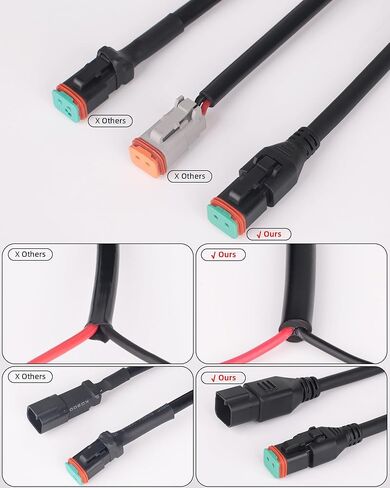 16AWG DT 2pin ذكر أنثى الأسلاك تسخير عدة تمديد، 10ft للماء تمديد التوصيل والتشغيل 2 دبوس مقبس موصل سلك الحبل للسيارات الطرق الوعرة أدى ضوء بار القيادة الضباب قارب الشاحنات أضواء العمل in Saudi Arabia
