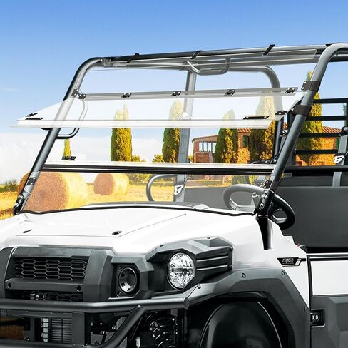 Front Full Windshield for Kawasaki Mule Pro, Clear 1/5" Hard Coated Vented Full Windshield Scratch Resistant UTV Front Windscreen for Kawasaki Mule Pro FXT DXT DX FX 2015-2025 Accessories in Saudi Arabia