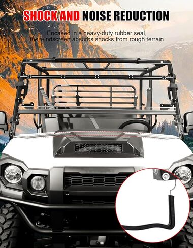 Front Full Windshield for Kawasaki Mule Pro, Clear 1/5" Hard Coated Vented Full Windshield Scratch Resistant UTV Front Windscreen for Kawasaki Mule Pro FXT DXT DX FX 2015-2025 Accessories in Saudi Arabia