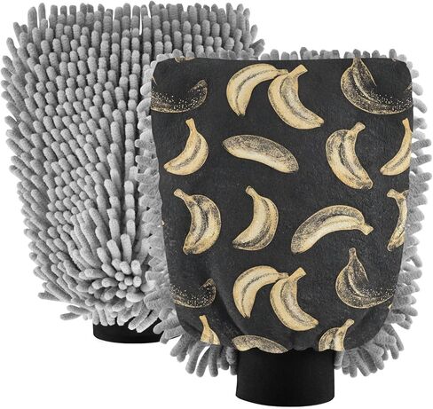 AIXIWAWA Vintage Banana Print Car Wash Mitt Washing Glove Scratch Free Water Absorbent 2 Pack Large in Saudi Arabia