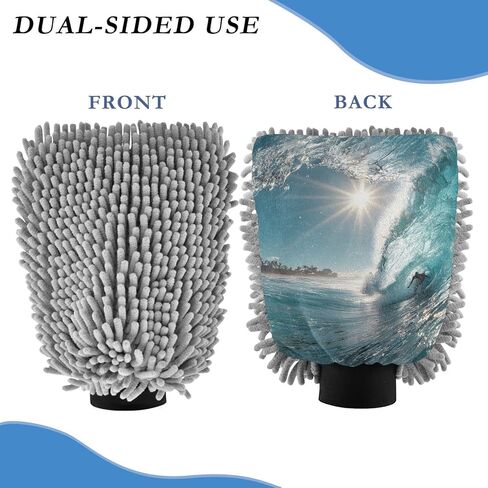 AIXIWAWA Surfing Print Car Wash Mitt Washing Glove Scratch Free Water Absorbent 2 Pack Large in Kuwait