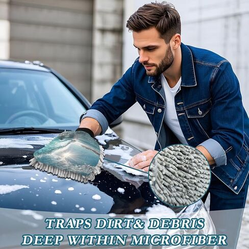 AIXIWAWA Surfing Print Car Wash Mitt Washing Glove Scratch Free Water Absorbent 2 Pack Large in Kuwait