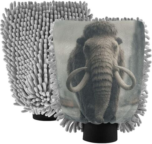 AIXIWAWA Elephant on Street Print Car Wash Mitt Washing Glove Scratch Free Water Absorbent 2 Pack Large in Saudi Arabia
