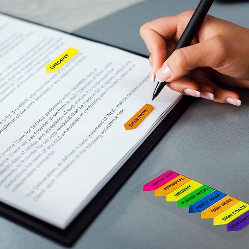 BAZIC Neon Page Markers 0.5x1.7 Neon Colored PET Printed Arrow Flag Index Tabs, Sticky Notes Page Marker Bookmarks File Tab (160 Flags/Pack), 1-Pack in Saudi Arabia