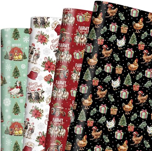 EoBeCy Christmas Bow Wrapping Paper, 12 Sheets Vintage Xmas Gift Wrap Paper, Red Green Ribbon Designs for Holiday Birthday Party Bridal Baby Shower, DIY Craft Gifts Decor Flat Folded 20 x 28 Inch in Saudi Arabia