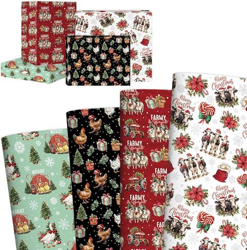 EoBeCy Christmas Bow Wrapping Paper, 12 Sheets Vintage Xmas Gift Wrap Paper, Red Green Ribbon Designs for Holiday Birthday Party Bridal Baby Shower, DIY Craft Gifts Decor Flat Folded 20 x 28 Inch in Saudi Arabia