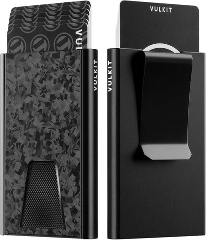 VULKIT POP UP Card Wallet with Airtag Holder and Money Clip, Metal Slim Credit Card Holder RFID Blocking, Black in Kuwait