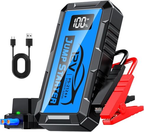 8000A Car Jump Starter، حزمة بطارية 12V Jump Starter (جميع الغازات، ما يصل إلى 10.0L محرك ديزل) كابلات القفز صندوق القفز الليثيوم المحمول، مخرج USB وإضاءة LED (أحمر) in Kuwait