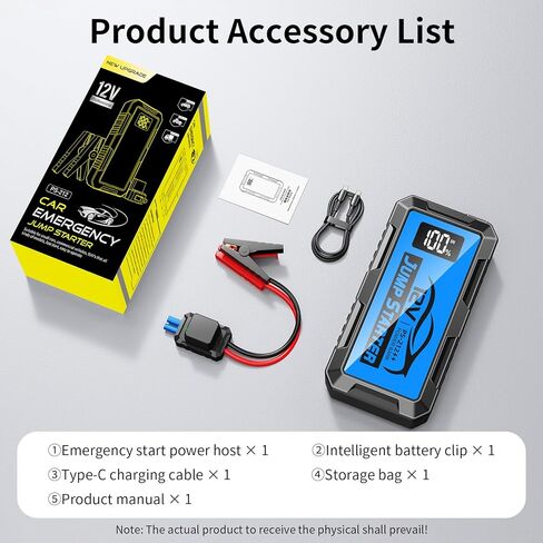 8000A Car Jump Starter، حزمة بطارية 12V Jump Starter (جميع الغازات، ما يصل إلى 10.0L محرك ديزل) كابلات القفز صندوق القفز الليثيوم المحمول، مخرج USB وإضاءة LED (أحمر) in Kuwait