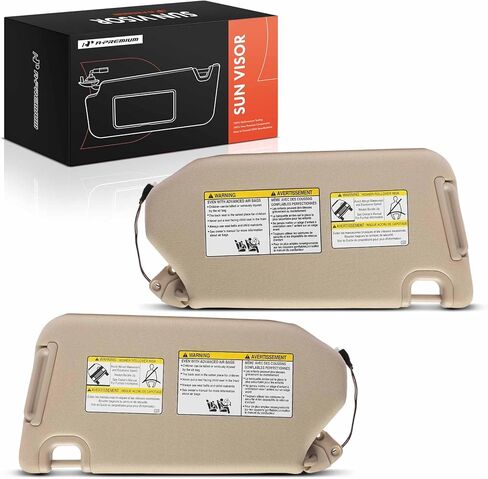 A-Premium Driver & Passenger Sun Visor Compatible with Infiniti JX35 2013, QX60 2014-2017 & Nissan Pathfinder 2013-2018 - with Vanity Mirror, with Vanity Light, Beige Color - Replaces 96400-3JA0A in Saudi Arabia