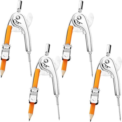 32 Pieces Math Compass for Geometry Silver Geometry Compass Metal Compass Tool Drawing Compass 6 Inch Math Compass with Pencil for Student School Classroom Office Woodworking Art Drawing in Kuwait