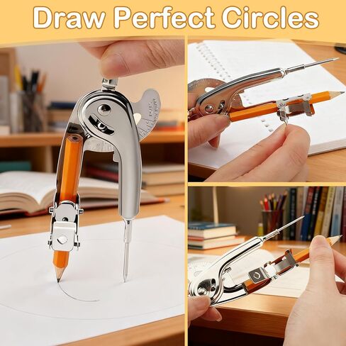 32 Pieces Math Compass for Geometry Silver Geometry Compass Metal Compass Tool Drawing Compass 6 Inch Math Compass with Pencil for Student School Classroom Office Woodworking Art Drawing in Kuwait