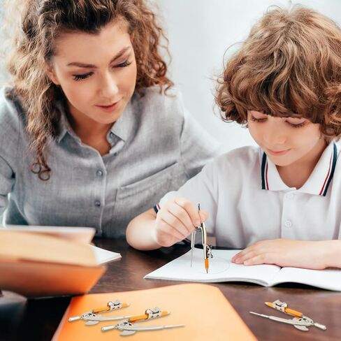 32 Pieces Math Compass for Geometry Silver Geometry Compass Metal Compass Tool Drawing Compass 6 Inch Math Compass with Pencil for Student School Classroom Office Woodworking Art Drawing in Kuwait