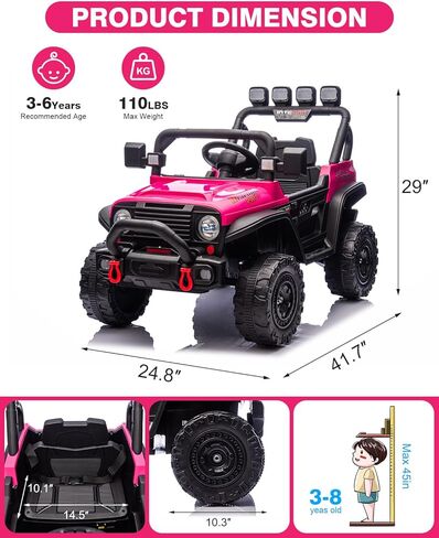 12v Ride on Toys for Big Kids, Carros Eléctricos para Niños, Electric Car for Kids Truck Bed Storage, Ride On Truck Toy for Boy Girl Ages 3+, Wide Seat, Bluetooth, Music Player, Black in Saudi Arabia